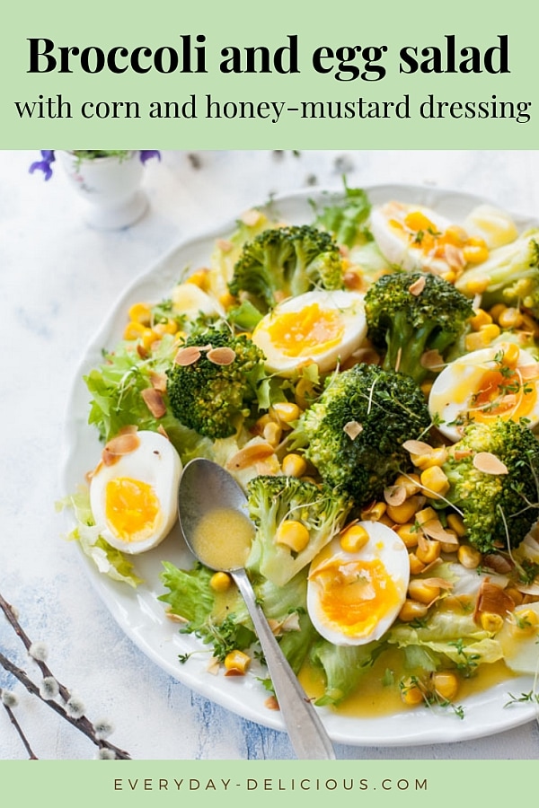 Broccoli egg salad with corn and honey mustard dressing - Everyday ...