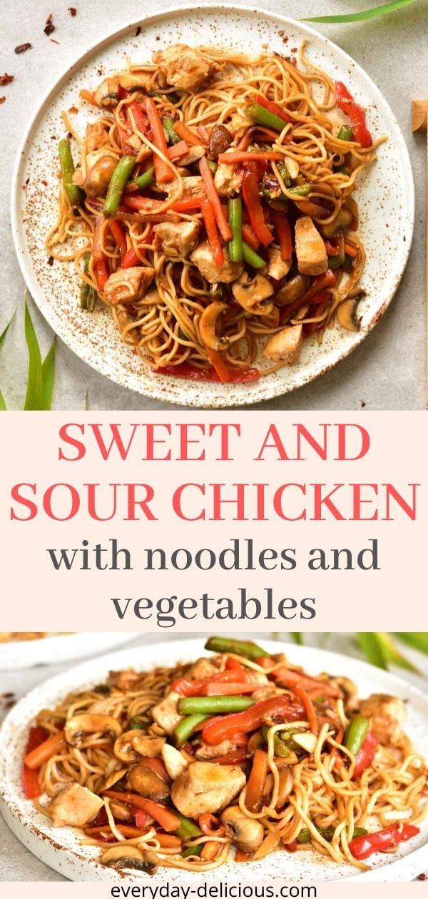 Sweet And Sour Chicken With Noodles And Vegetables Everyday Delicious 0864