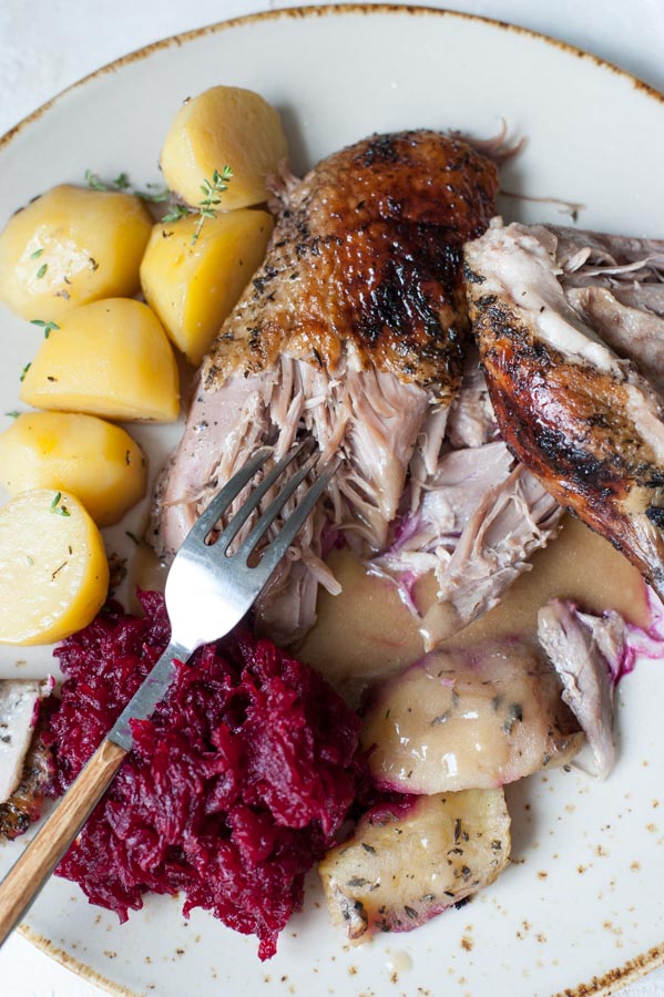 Roasted duck with apples + how to roast a whole duck