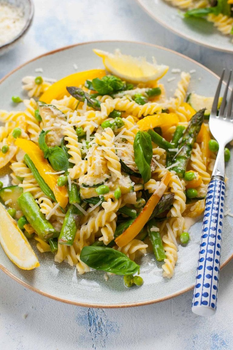 Pasta Primavera Spring Vegetable Creamy Lemon Pasta