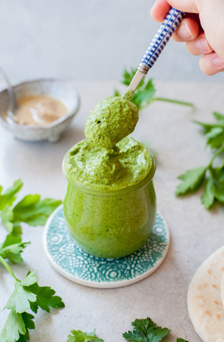 Green tahini sauce - flavorful dipping sauce - Everyday Delicious