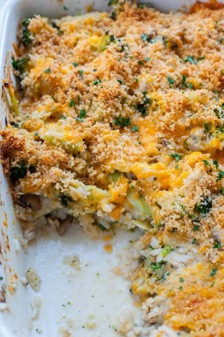 Chicken broccoli rice casserole (from scratch!) + VIDEO