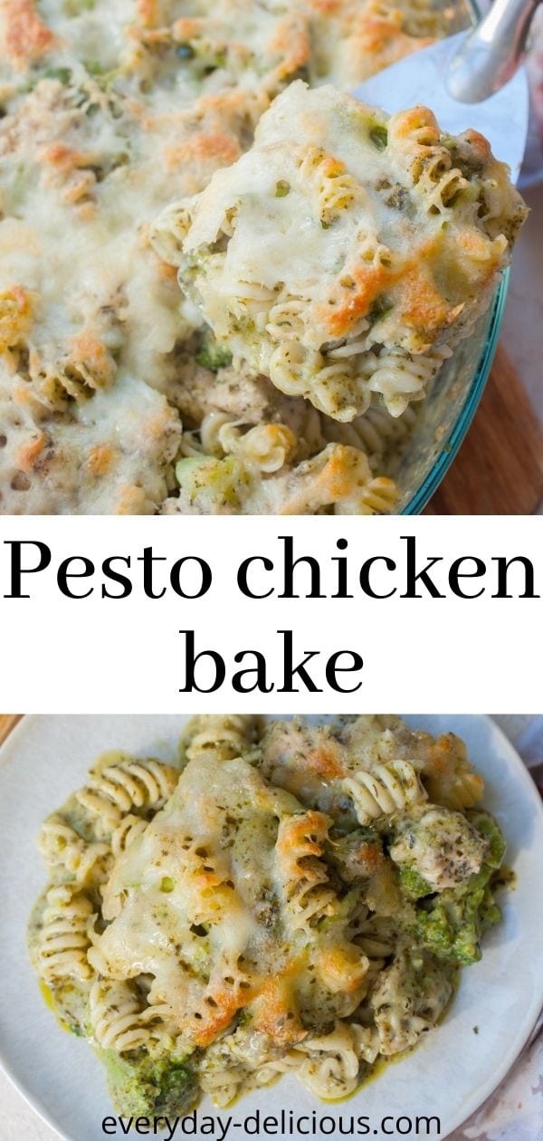 Pesto Chicken Bake - delicious pasta casserole - Everyday Delicious