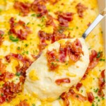 Loaded mashed potato casserole pinnable image.