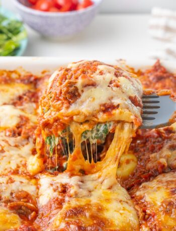 Ravioli lasagna in a delicious ravioli casserole that is crowd-pleasing and easy to make. You just need to layer store-bought ravioli with meat tomato sauce, spinach ricotta layer, and cheese and you'll have a delicious dinner for a couple of days!
