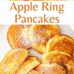 Apple ring pancakes pinnable image.