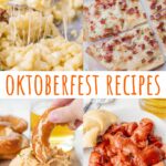 A collage of four photos showing different Oktoberfest dishes.