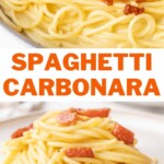 Spaghetti carbonara pinnable image.